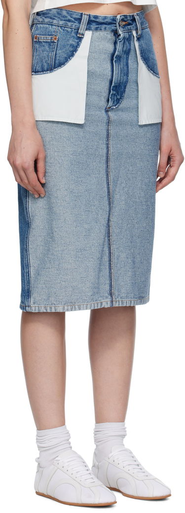 Пола Maison Margiela MM6 Maison Margiela Faded Denim Midi Skirt Синьо | S52ME0024 M30018, 1