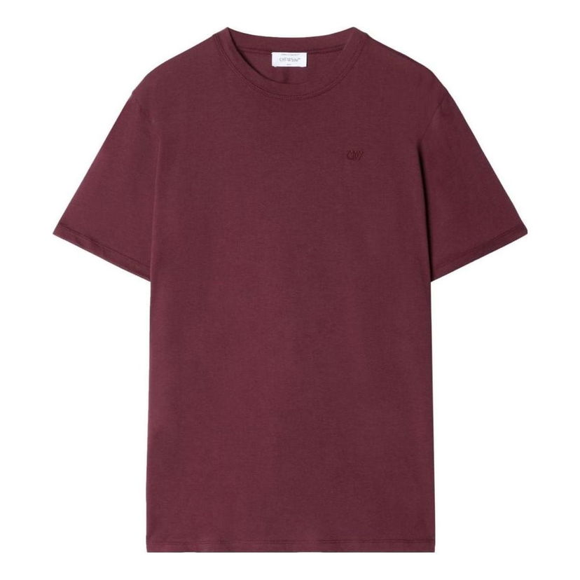 Тениска Off-White Embroidered Cotton T-Shirt Бургунди | OMAA027F23JER0072828
