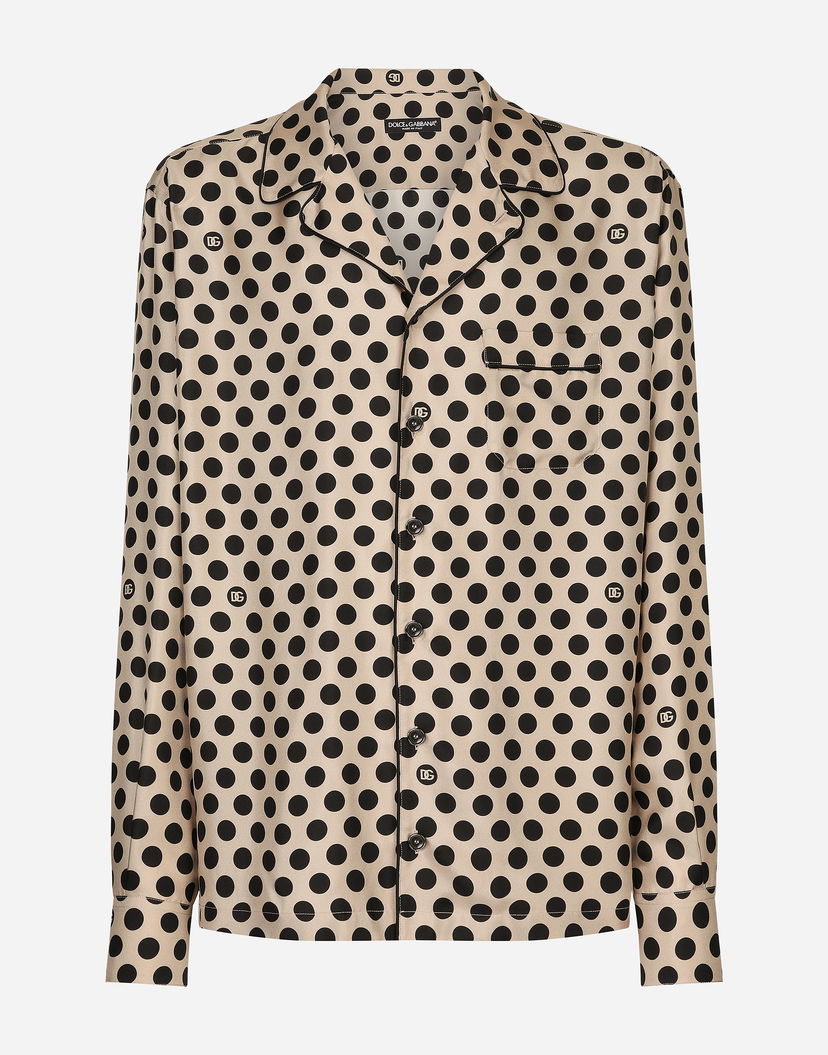 Риза Dolce & Gabbana Silk Shirt With Polka-dot Print Бежово | G5IF1TIS1UZHKZLN