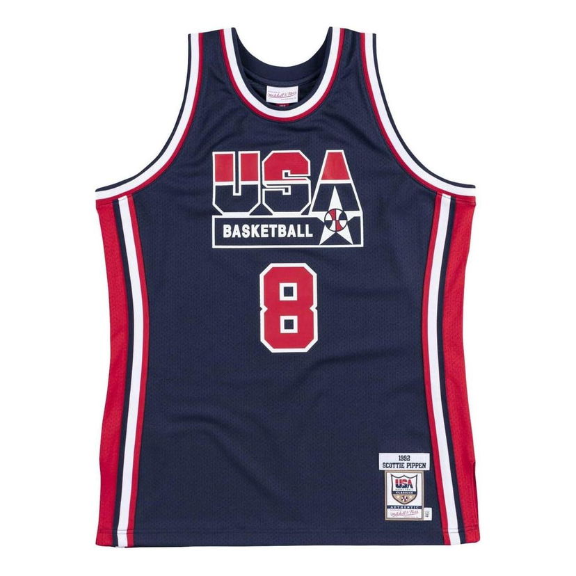 Фланелка Mitchell & Ness Mitchell & Ness Team USA 1992 Scottie Pippen Basketball Jersey Тъмно синьо | AJY4CP18001-USANAVY92SPI