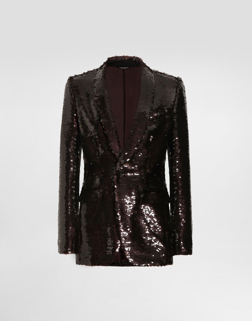 Яке Dolce & Gabbana Dolce & Gabbana Single-Breasted Sequin Jacket Кафяво | G2VT4TFLSF0M0774