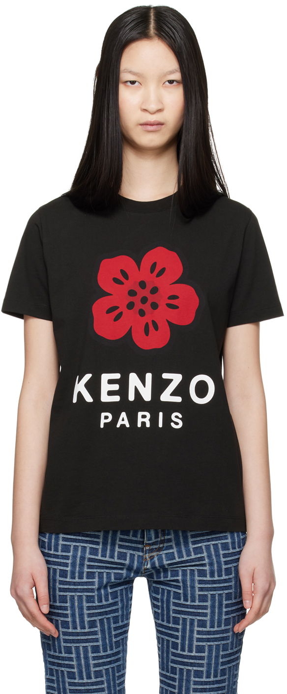 Тениска KENZO Black Paris Boke Flower T-Shirt Черно | FE62TS1404SO