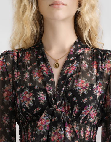 Pокля Dolce & Gabbana Small Flower Bouquets-print Chiffon Dress Многоцветен | F60GMTIS10FHN5XK, 3