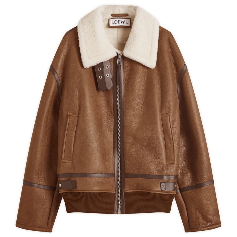 Яке бомбър Loewe Shearling Aviator Jacket Кафяво | HSM1Y2SL10-2073