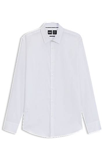 Риза BOSS Men's Slim Fit Performance Structured Cotton Shirt Бяло | 50480109, 0