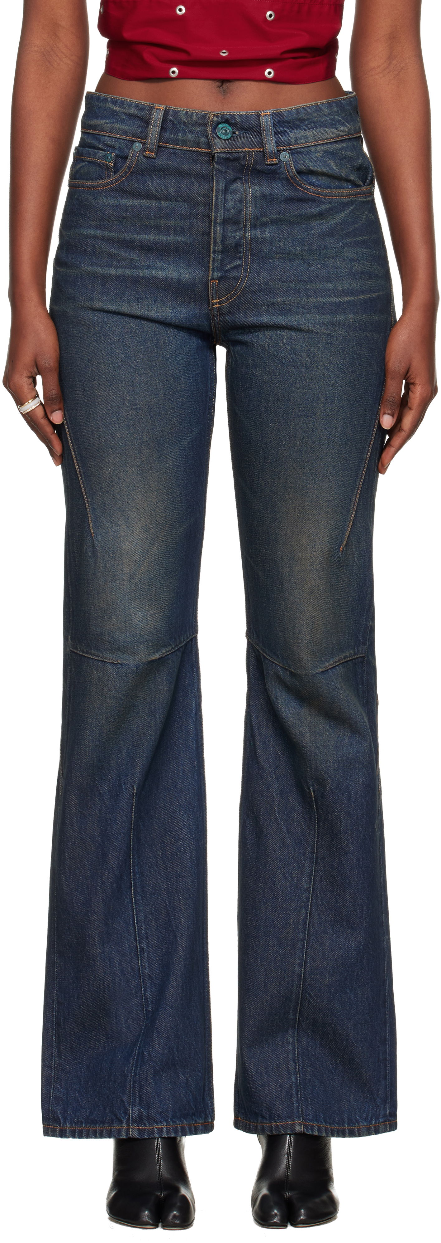 Дънки OUR LEGACY Moto Cut Flared Jeans Синьо | W4255MS, 0