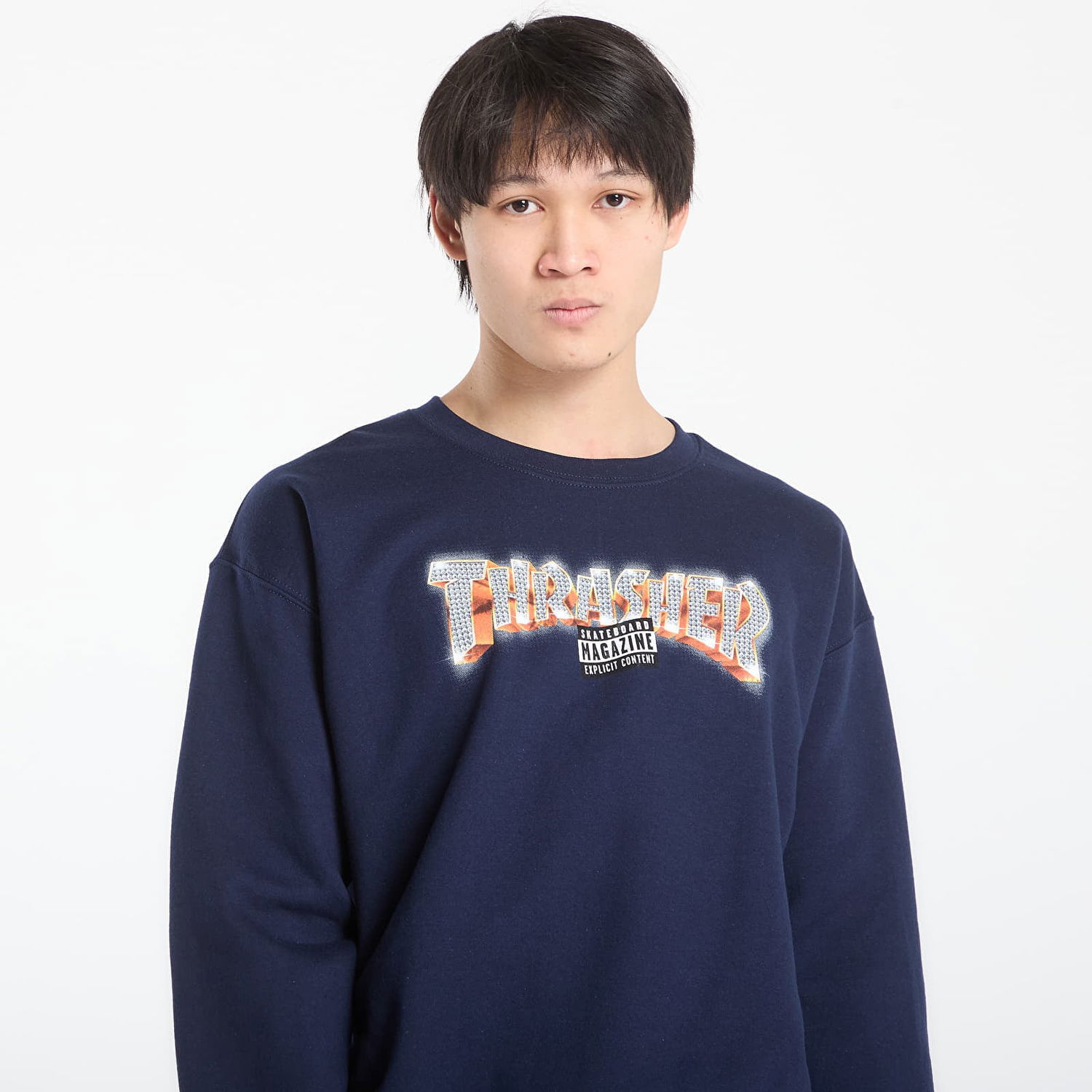 Суитчър Thrasher Sweatshirt Explicit Crewneck Тъмно синьо | 145847, 1