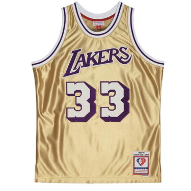 Фланелка Mitchell & Ness Los Angeles Lakers Kareem Abdul-Jabbar 75th Gold Swingman Jersey Металик | SMJY4398-LAL83KABGOLD, 0