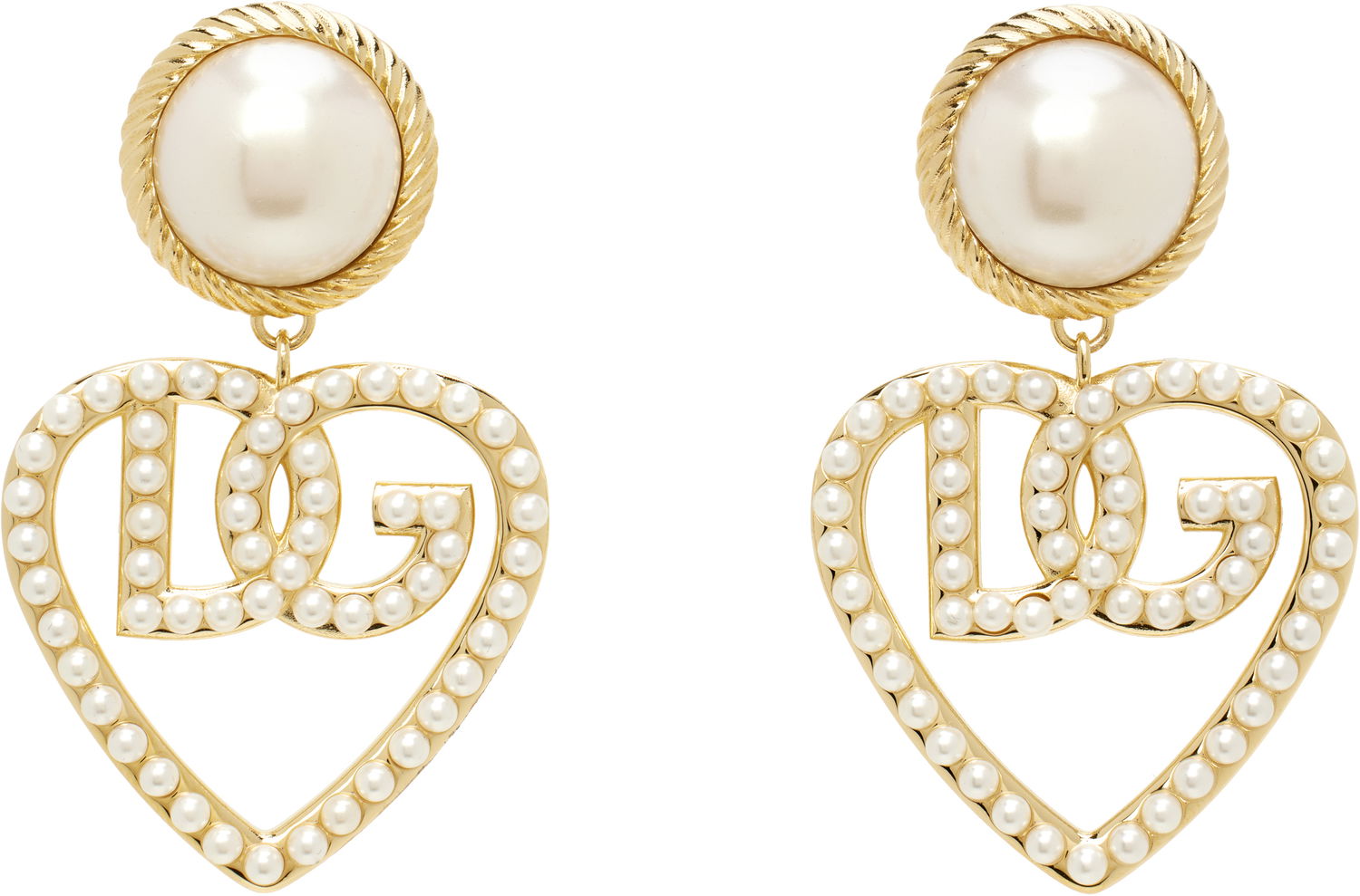 Обеци Dolce & Gabbana DG Logo & Heart Pearl Earrings Металик | WEQ6L4 W1111, 0