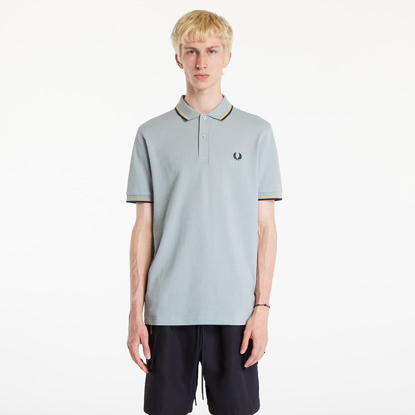 Поло тениска Fred Perry The Twin Tipped Polo Short Sleeve Tee Silver Blue/ Dark Caramel/ Black Синьо | M3600 W62