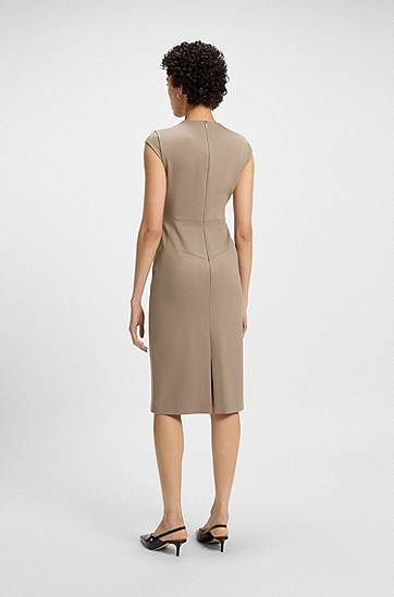 Pокля BOSS Cap-Sleeve Stretch Dress Бежово | 50541987, 1