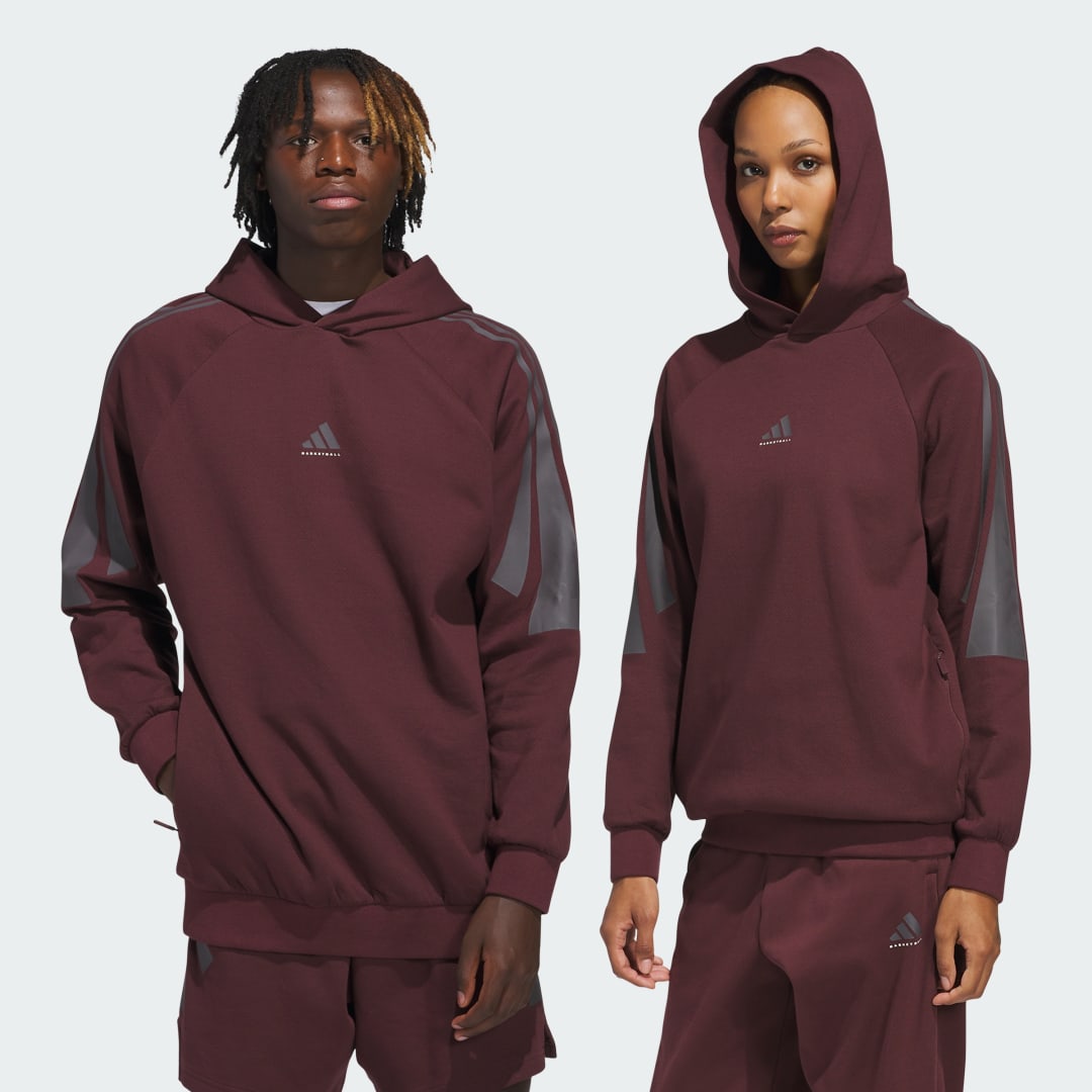 Суитчър adidas Performance Basketball Spacer Hoodie Бургунди | JD6139, 0