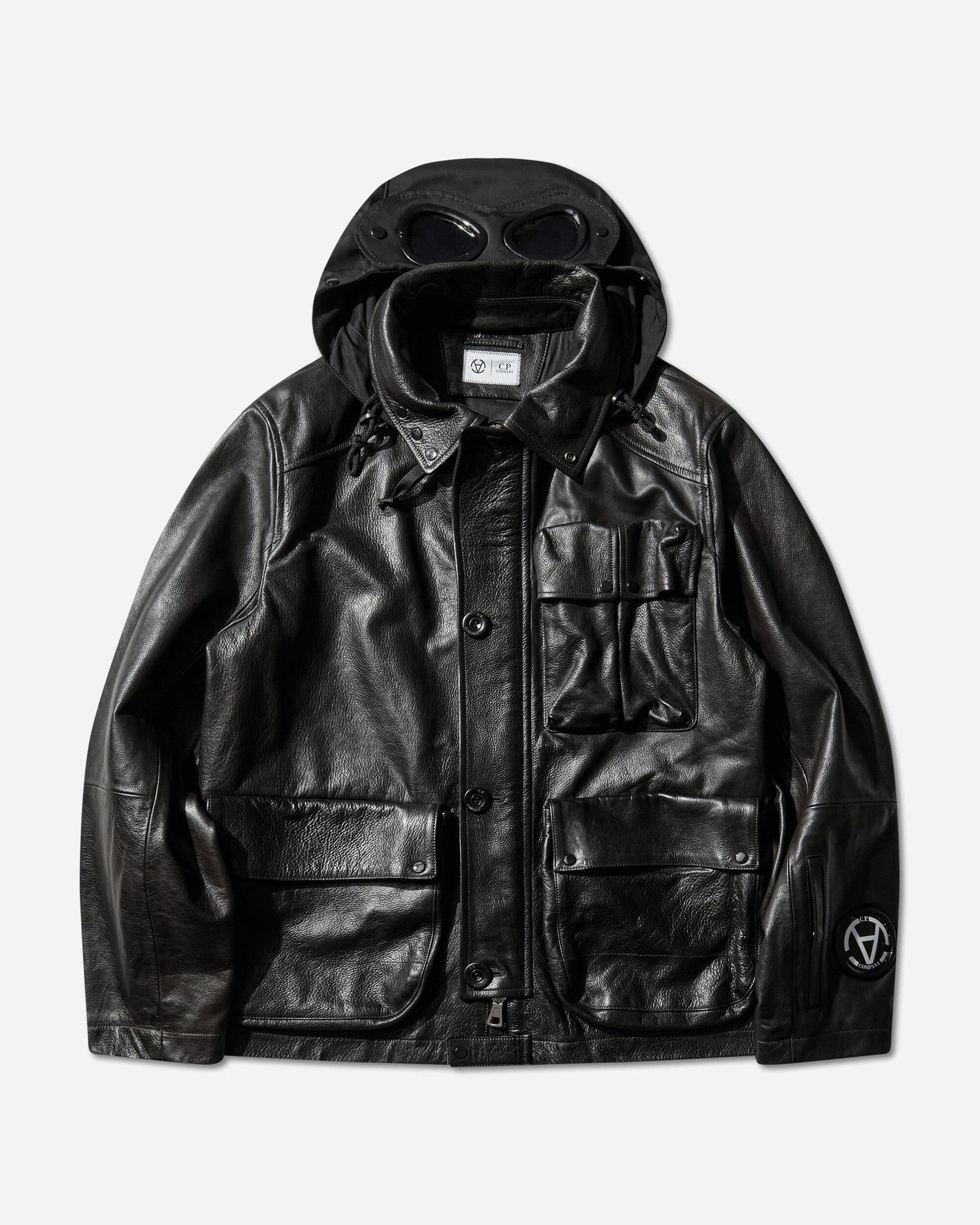 Яке C.P. Company Slam Jam Leather Mille Jacket with Goggle Hood Черно | 19CSOW700S 001, 1
