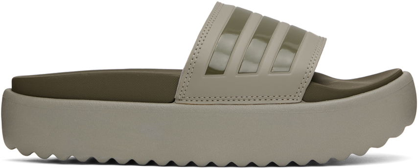 Кецове и обувки adidas Originals Adilette Platform Slides "Khaki" Зелено | HQ6180, 0