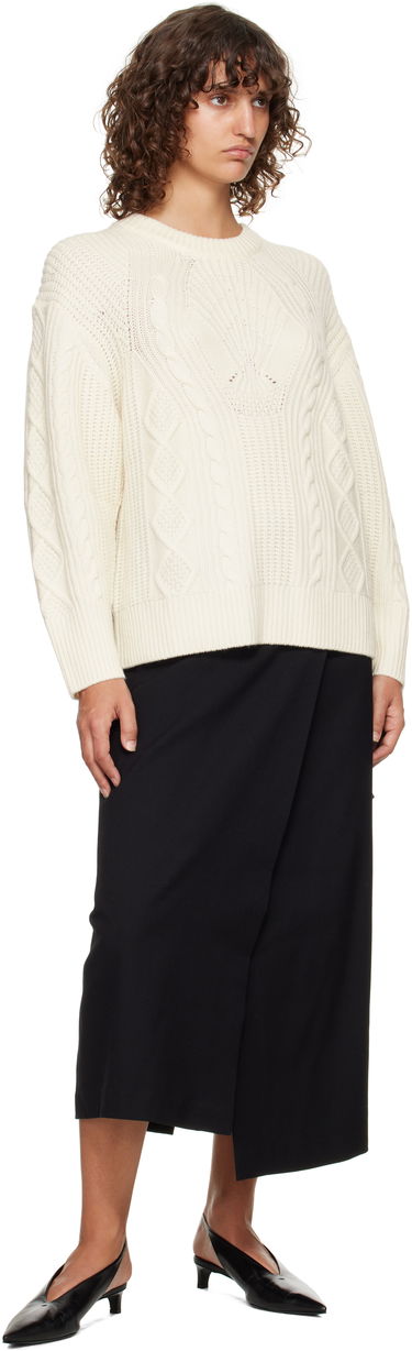Пуловер Loulou de Saison Loulou de Saison Silva Cable Knit Sweater Бяло | SILVA, 3