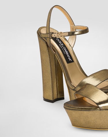 Кецове и обувки Dolce & Gabbana Foiled Organzine Platform Sandals Металик | CR1781A573680997, 3