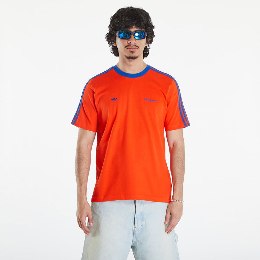 Тениска adidas Originals Wales Bonner x Short-Sleeve Tee Bold Orange/ Royal Blue Червено | IZ1891