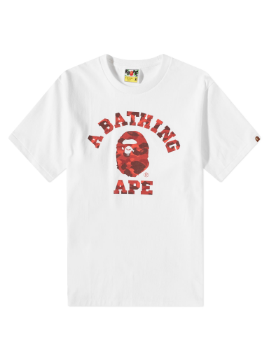 Тениска BAPE Colour Camo College T-Shirt White/Red Бяло | 001TEJ301013M-WHTRED