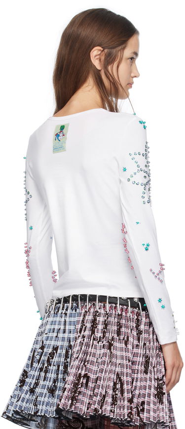 Тениска Chopova Lowena Chopova Lowena Kitty Beaded Long Sleeve T-Shirt Бяло | 2247, 2