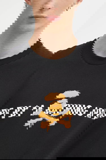 Тениска AAPE by A Bathing Ape Basic APES AND PLANET EARTH Graffiti Print T-Shirt Черно | AAPTEM1644XXO, 3