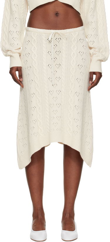 Пола GUIZIO Noah Wool Cable Knit Midi Skirt Бяло | H25310S020, 0