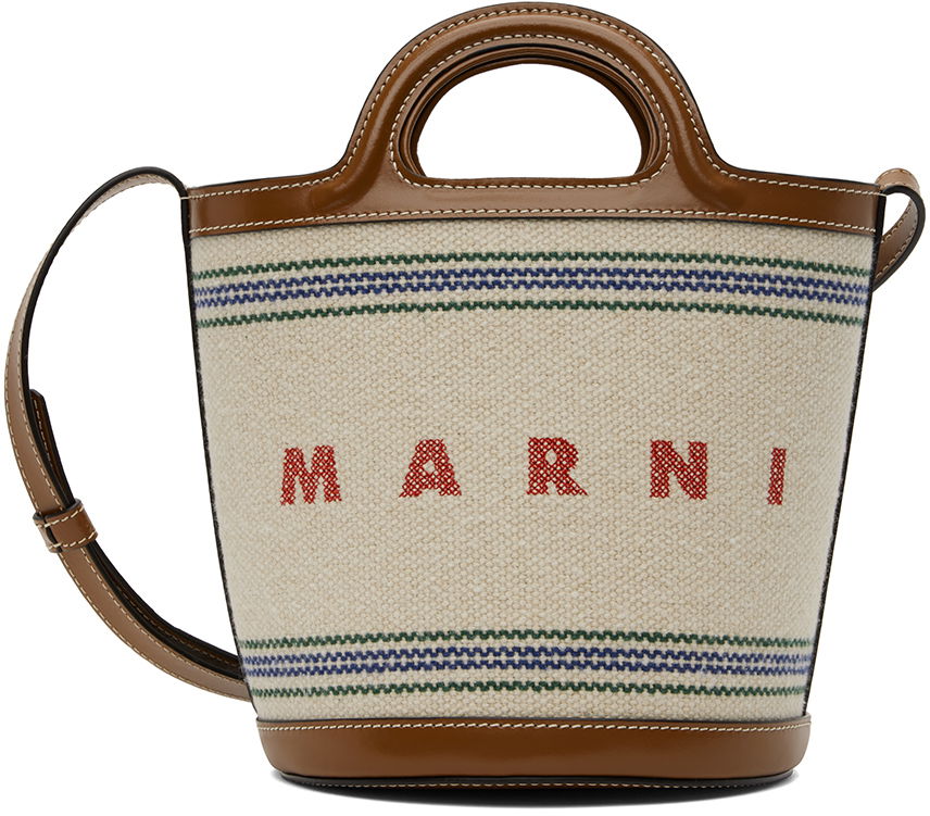 Голяма пазарска чанта Marni Small Tropicalia Bucket Bag Кафяво | SCMP0056U2 P6457, 0