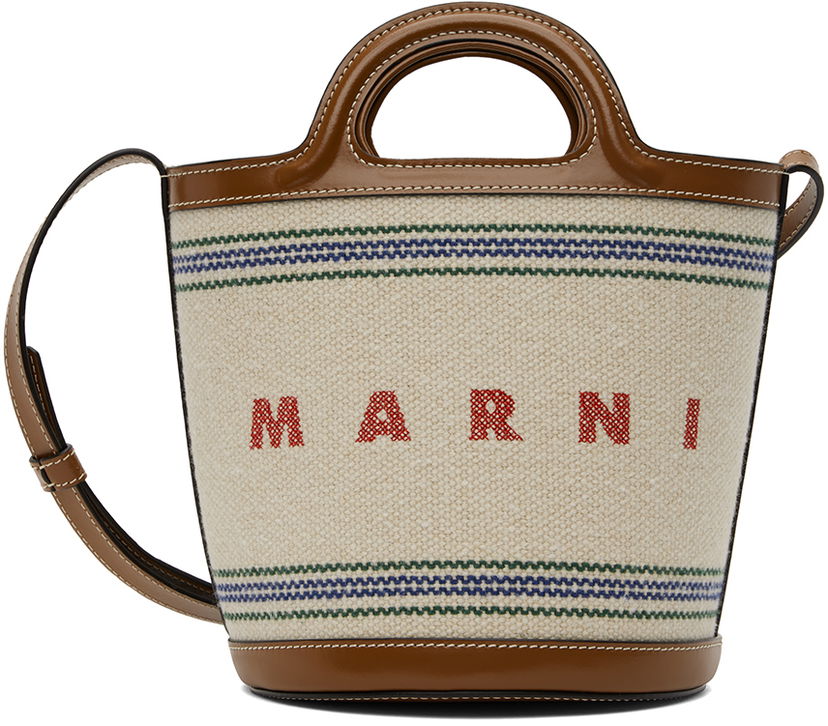 Голяма пазарска чанта Marni Small Tropicalia Bucket Bag Кафяво | SCMP0056U2 P6457