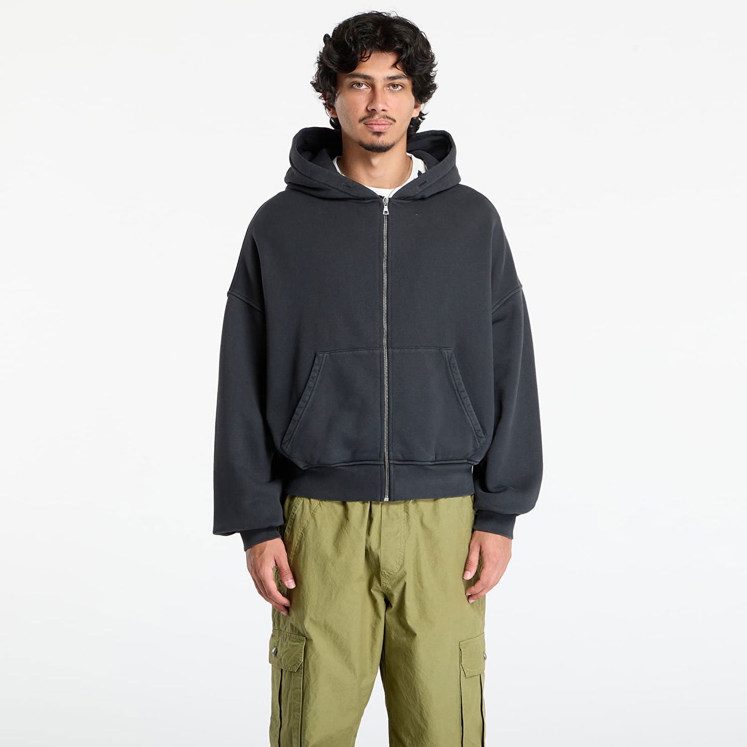 Суитчър Palm Angels Palm Angels GD Curved Logo Zip Hoodie Черно | PMBE02AF25FLE0021310, 0