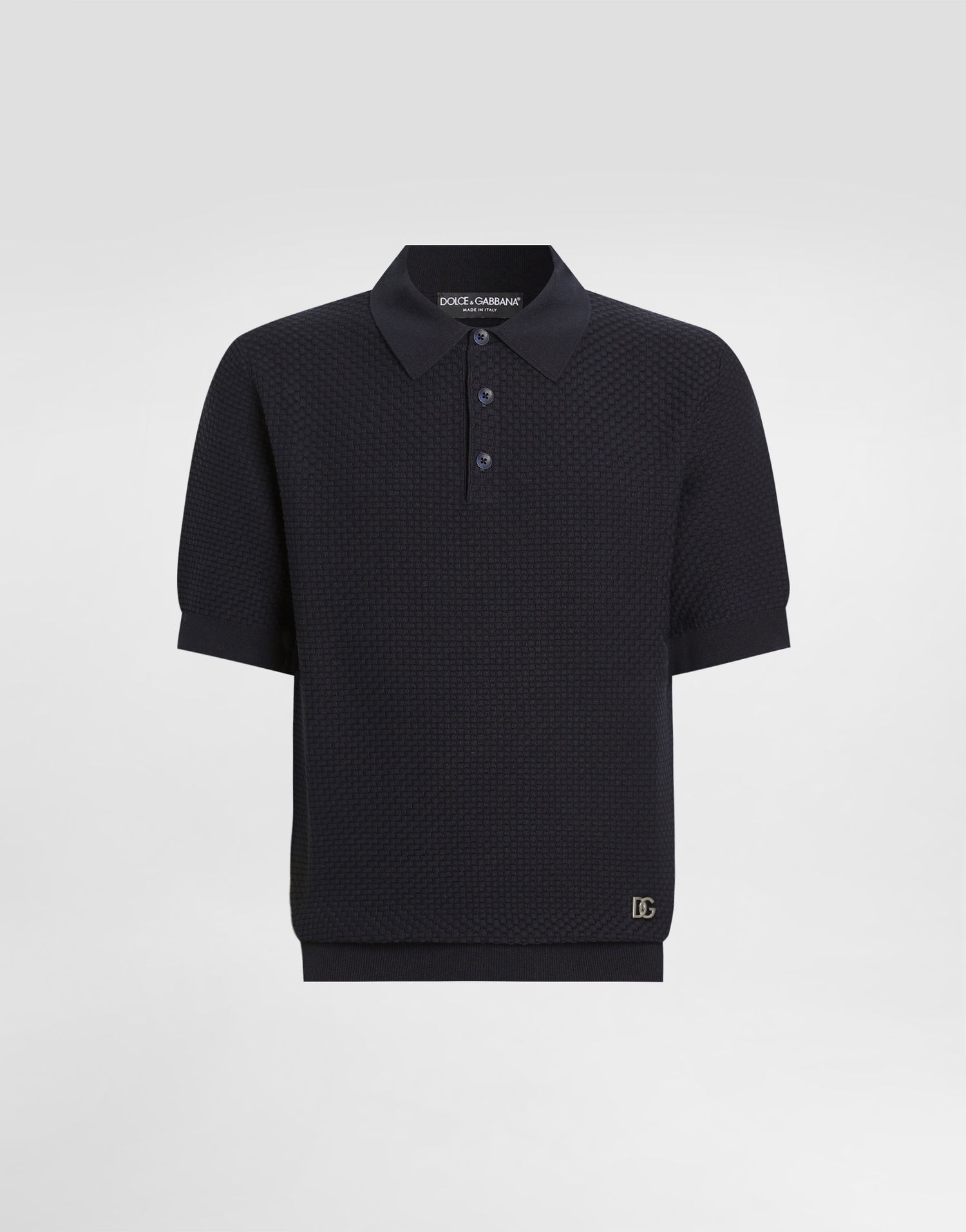 Поло тениска Dolce & Gabbana Textured Cotton Polo Shirt Тъмно синьо | GXZ02TJBCGFB0665, 0