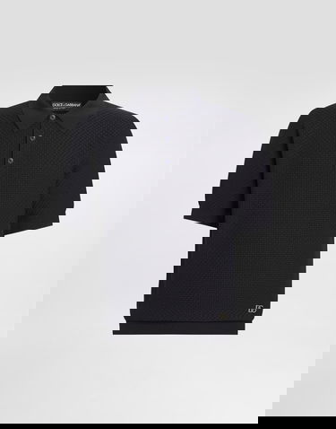 Поло тениска Dolce & Gabbana Textured Cotton Polo Shirt Тъмно синьо | GXZ02TJBCGFB0665, 0