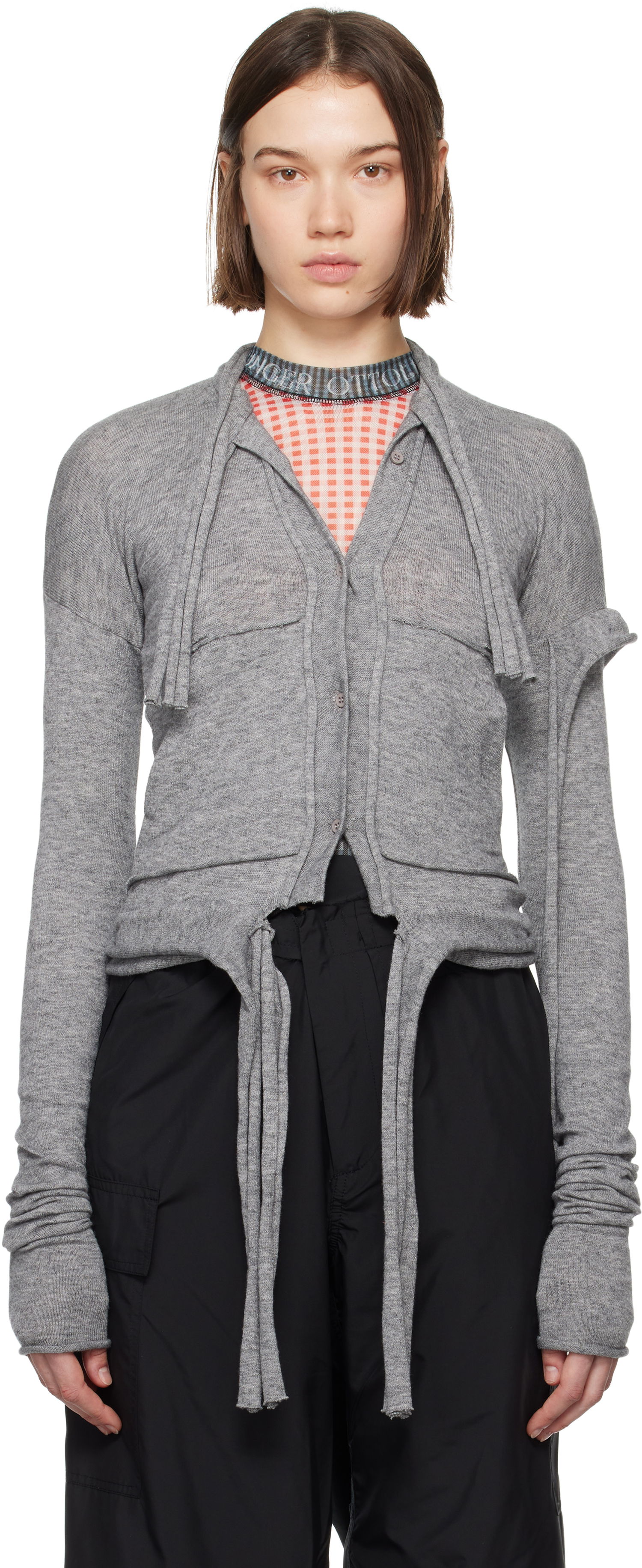 Пуловер Ottolinger Ottolinger Strappy Knit Cardigan Сиво | 2204020311, 0