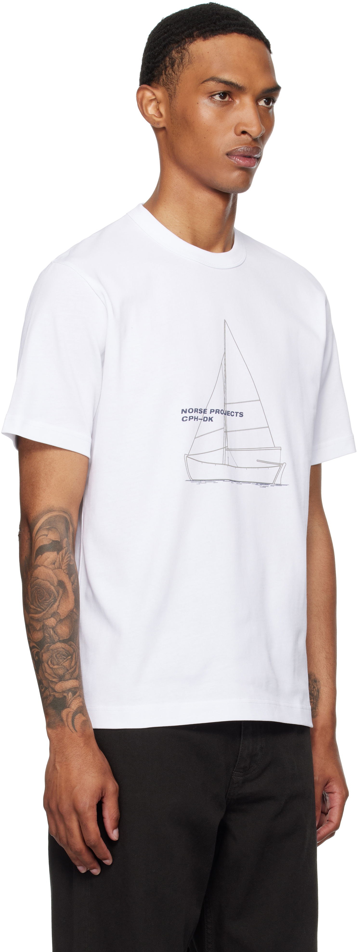 Тениска NORSE PROJECTS Norse Projects Holger Organic Boat Print T-Shirt Бяло | N01-0677, 1