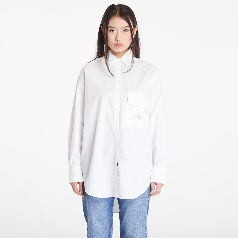 Риза CALVIN KLEIN Long Cotton Utility T-Shirt Bright White Бяло | J20J223867 YAF