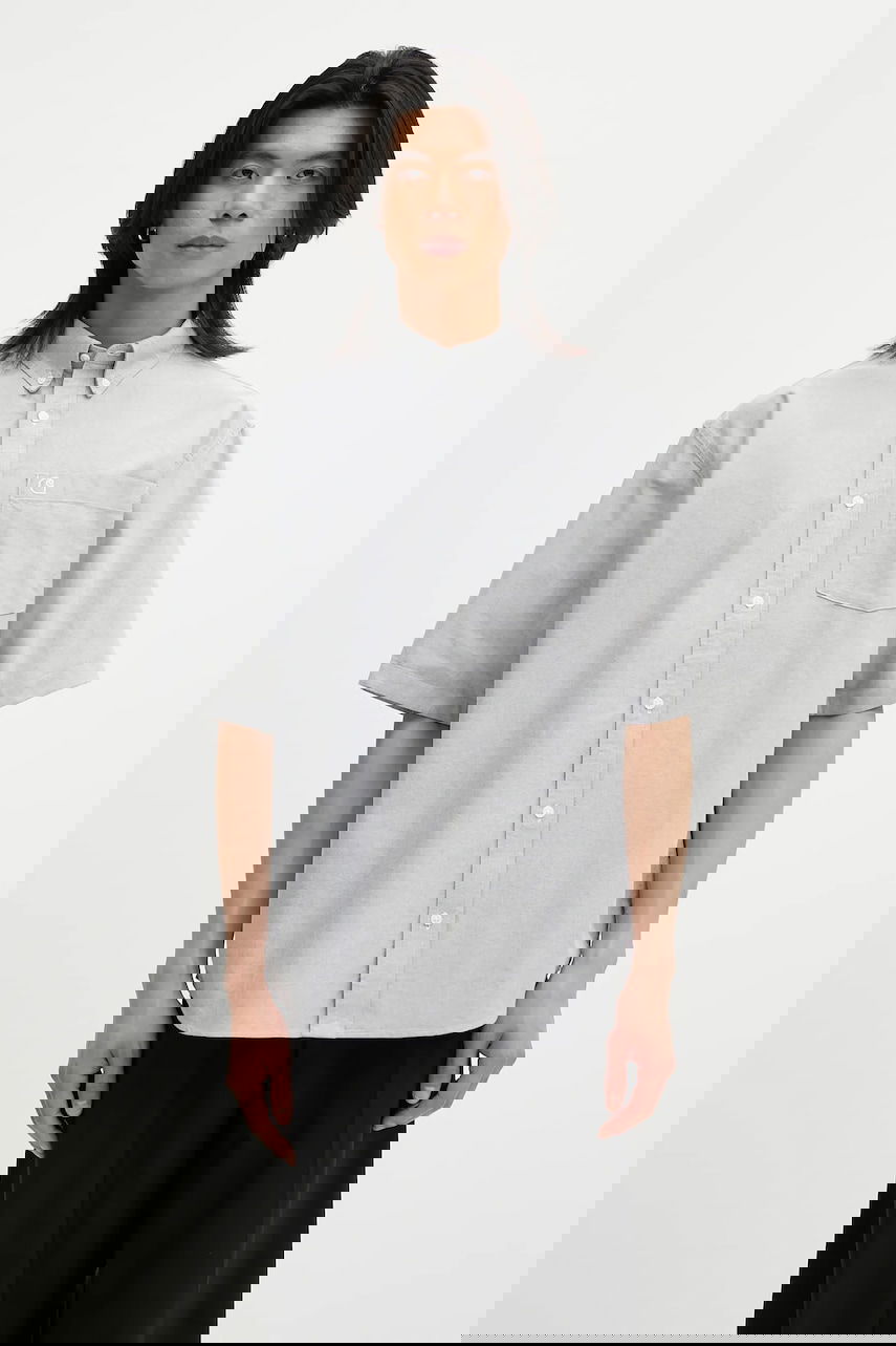 Риза Carhartt WIP Braxton Short Sleeve Button-Down Relaxed Fit Shirt Сиво | I031454.2V3XX, 0