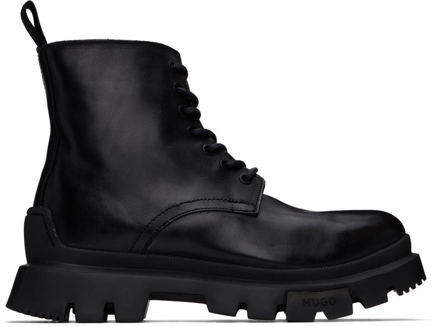 Кецове и обувки BOSS Polished Leather Boots Черно | 50522976, 0