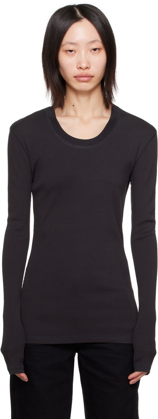 Тениска LEMAIRE Lemaire Dropped Shoulder Long Sleeve T-Shirt Черно | TO1147 LJ1002