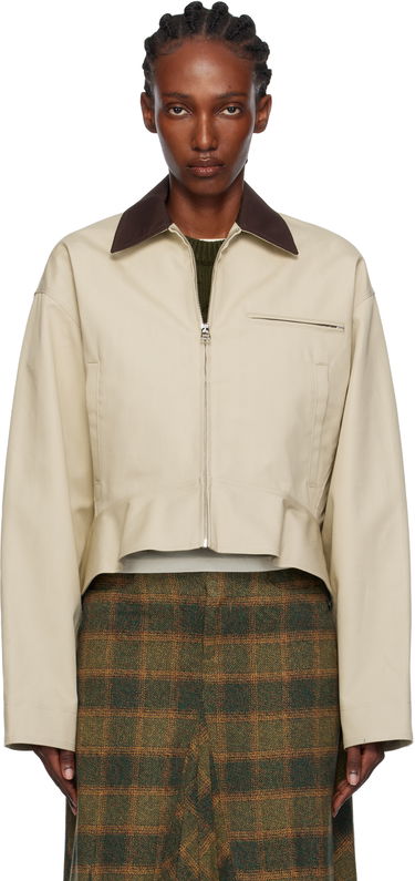 Яке JW Anderson JW Anderson Cropped Contrast Collar Curved Hem Workwear Jacket Бежово | JK0399-PG1802, 0