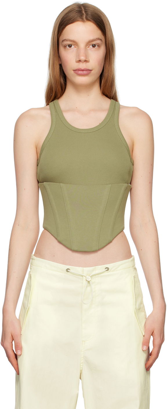 Потник Dion Lee Dion Lee Float Ribbed Tank Top Зелено | C3146P23, 0