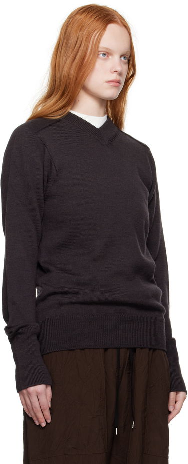 Пуловер Studio Nicholson Studio Nicholson Inverness V-Neck Sweater Кафяво | INVERNESS SN - 1501, 1