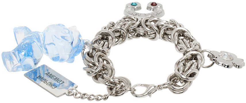 Гривна Chopova Lowena Charm Bracelet with Clover and Blue Crystal Charms Металик | 6539, 1