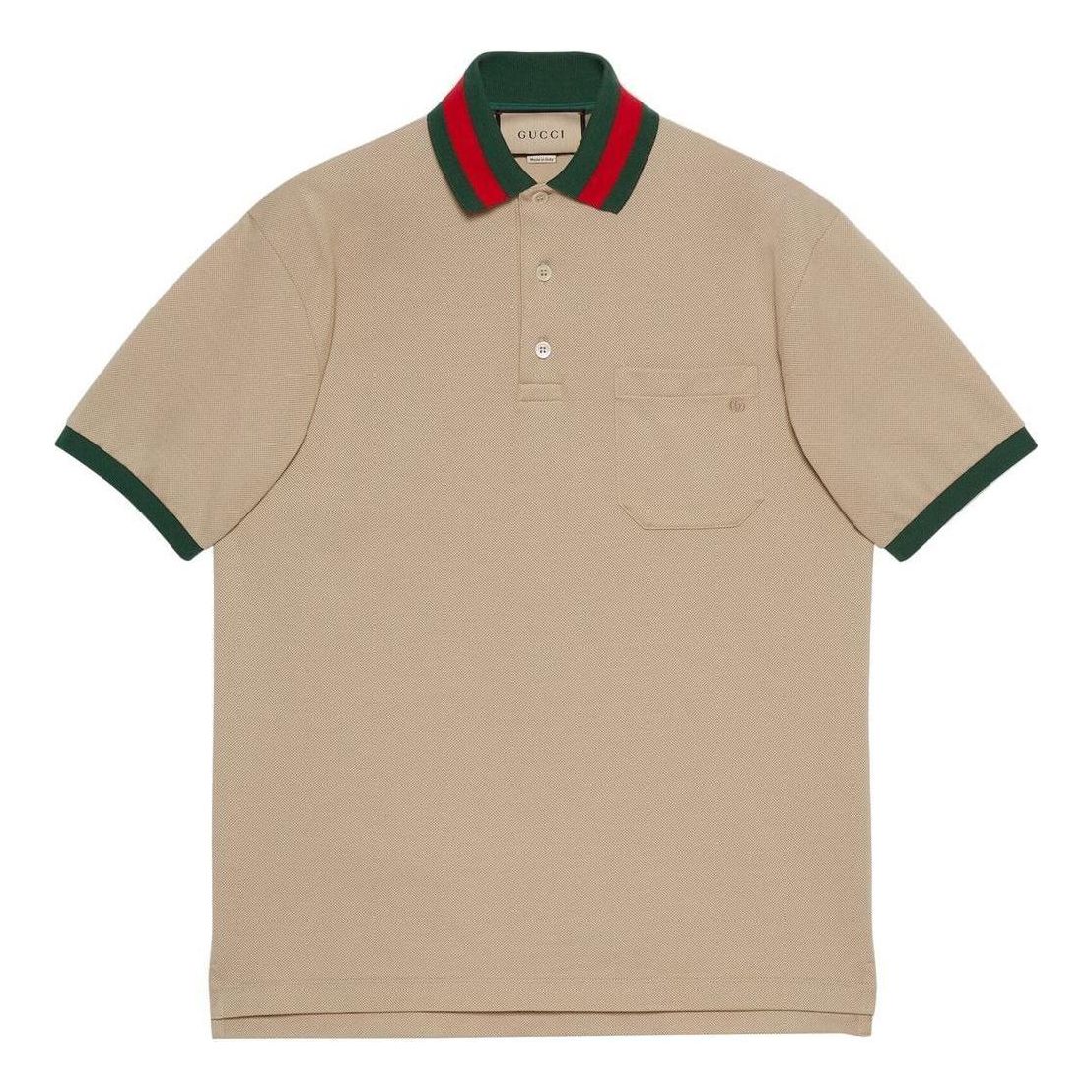 Поло тениска Gucci Web Collar Cotton Piquet Polo Бежово | 701735-XJELJ-2219, 0