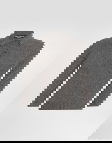 Пуловер Dolce & Gabbana Dolce & Gabbana Cashmere Polo Sweater Сиво | FXZ32ZJDVC2S8292, 0