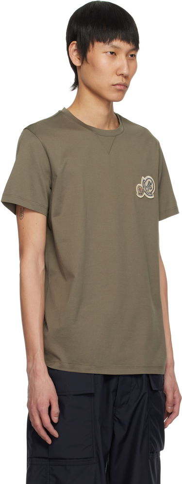 Тениска Moncler Moncler Double Logo Patch Cotton T-Shirt Зелено | K10918C000768390Y, 1