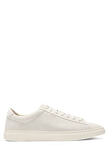 Облекло BOSS Suede Trainers with Rubber Outsole Бяло | 50541868, 1