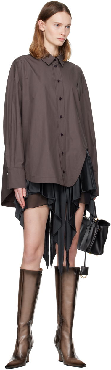 Риза The Attico Diana Long-Sleeve Button-Up Shirt Кафяво | 251WCH00004 CCC052AA, 3