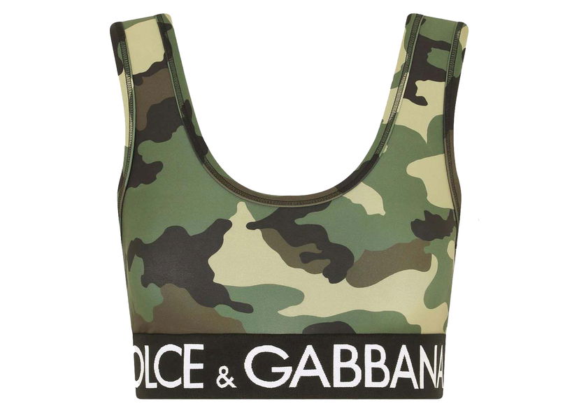 Съкратен топ Dolce & Gabbana Camouflage Print Cropped Top Camouflage Зелено | F75H7TFSG0U