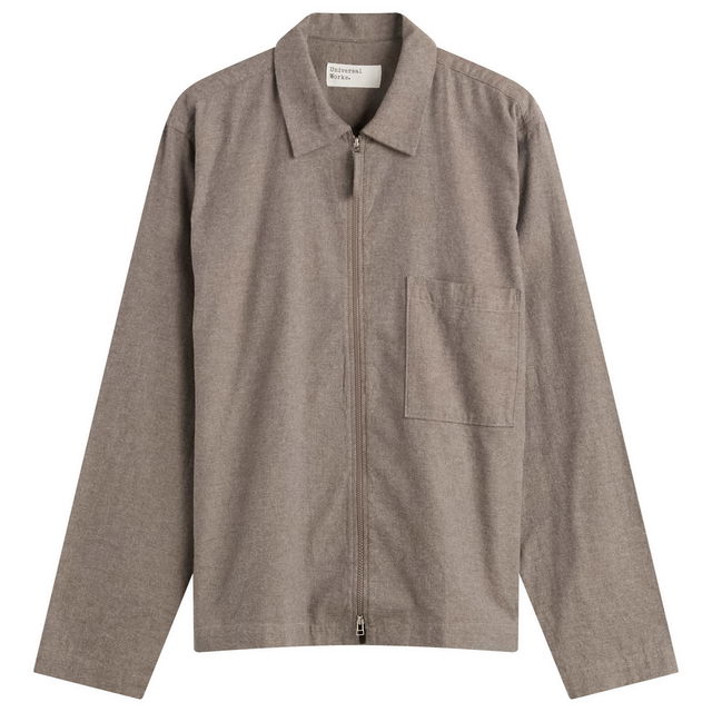 Brushed Flannel Zip Shirt, Size Small