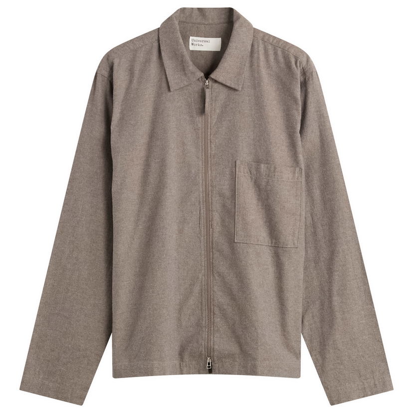 Риза Universal Works Brushed Flannel Zip Shirt, Size Small Кафяво | 33561-BRN