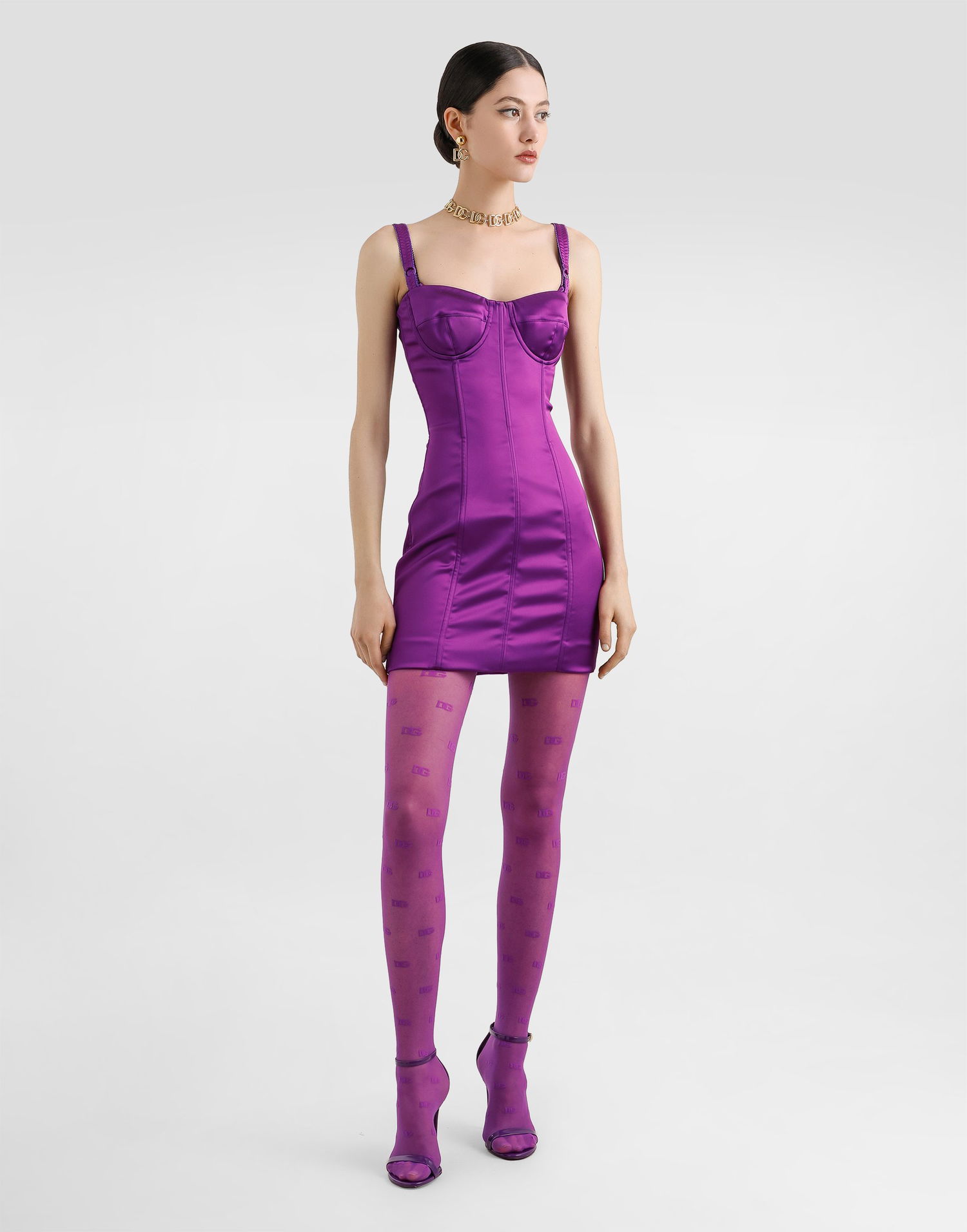 Pокля Dolce & Gabbana Dolce & Gabbana Satin Mini Dress Лилаво | F6CLMTFURHMF0571, 1