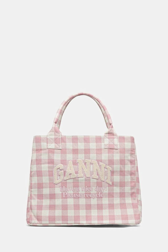 GANNI Shopper XXL Pocket Vichy Tote Bag